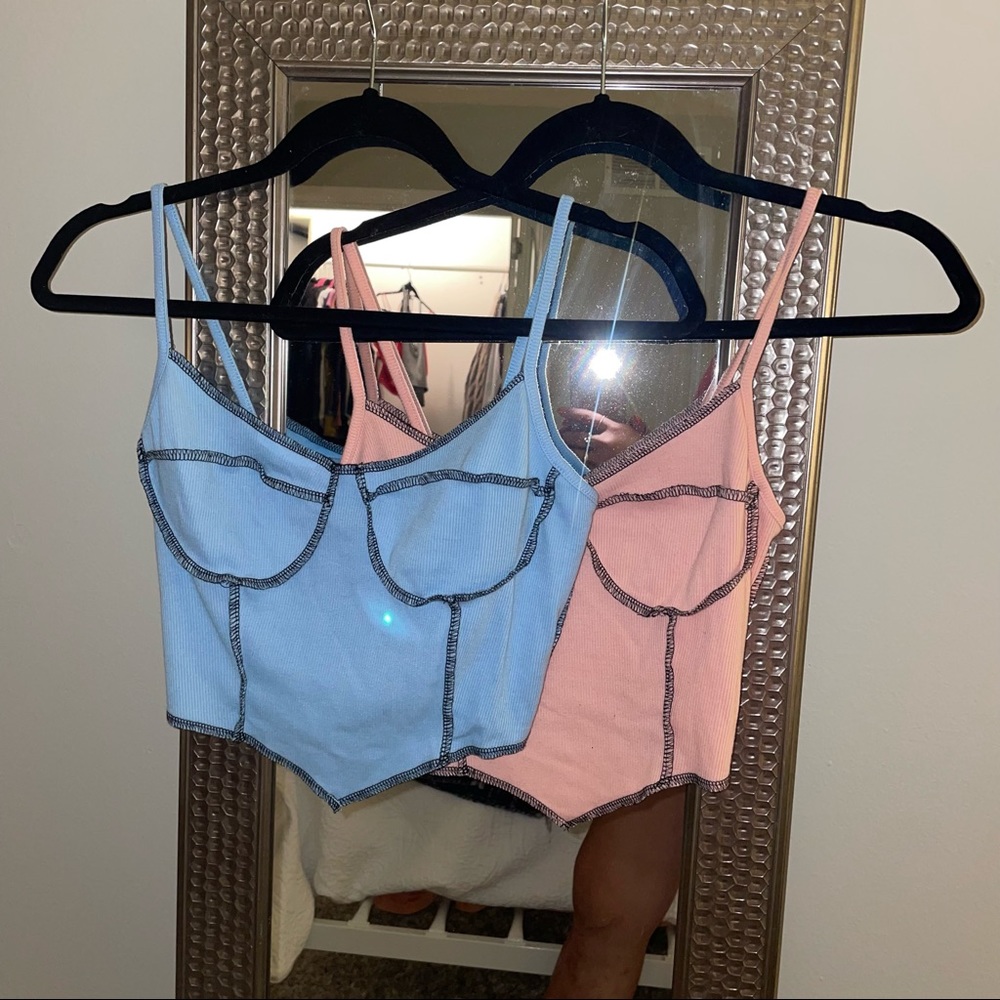 One Blue and One Pink Crop Tops